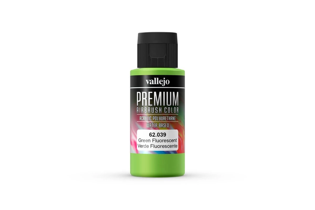 62039 | Vallejo Fluorescent Green Polyurethane Premium Airbrush Colour 60ml 3 62039 | Vallejo Fluorescent Green Polyurethane Premium Airbrush Colour 60ml