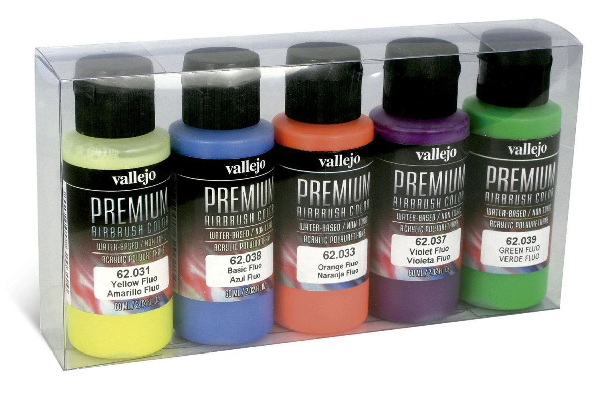 62102 | Vallejo Premium Colour Fluo Colour Set Acrylic Airbrush Paint 5Pcs 3 62102 | Vallejo Premium Colour Fluo Colour Set Acrylic Airbrush Paint 5Pcs