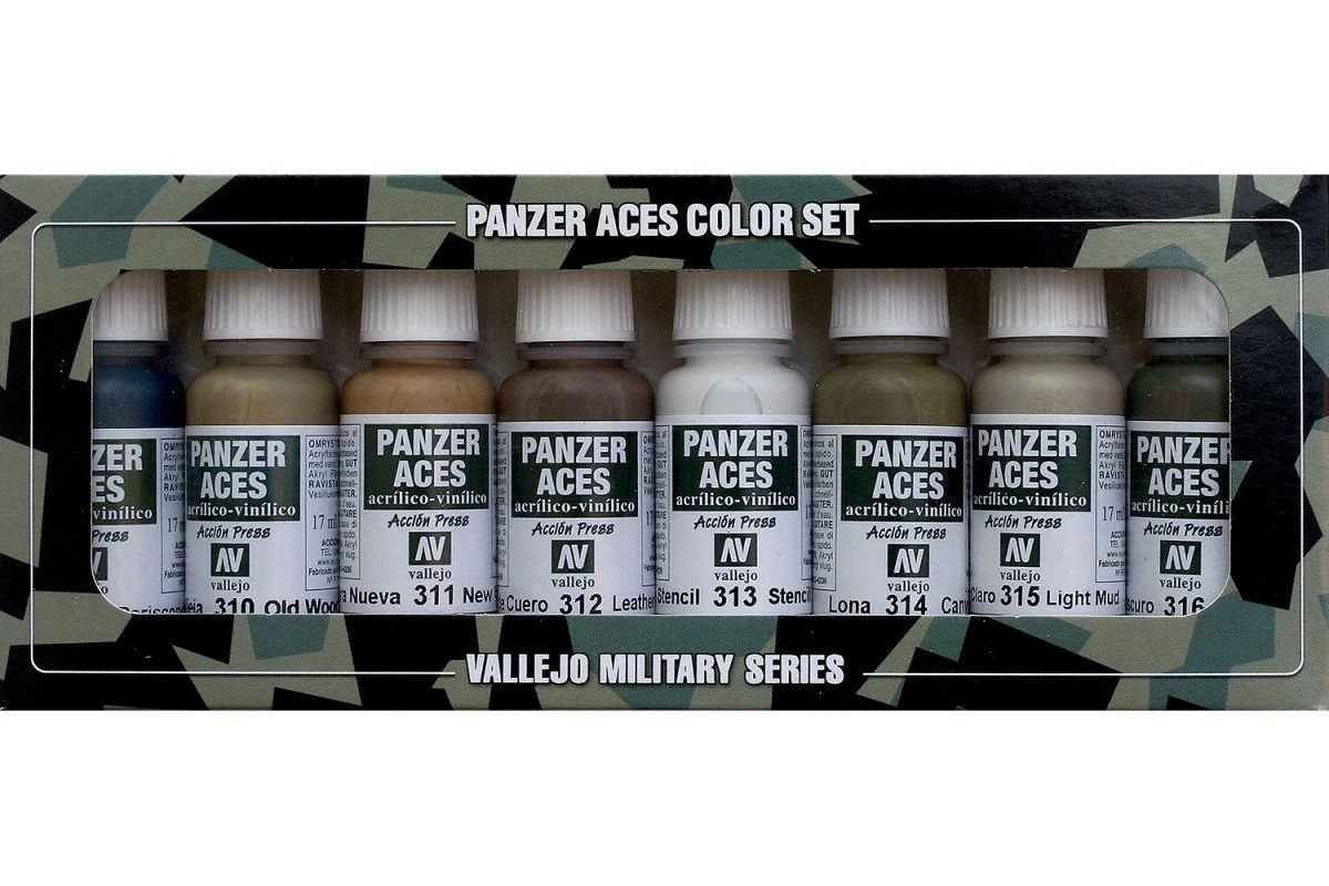 70123 | Vallejo Panzer Aces No 2 - Wood, Leather, Stencil Colour Acrylic Paint Set 8Pcs 3 70123 | Vallejo Panzer Aces No 2 - Wood, Leather, Stencil Colour Acrylic Paint Set 8Pcs