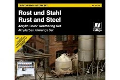 70150 | Vallejo Model Colour Rust And Steel Box Acrylic Paint Set W/ Brushes