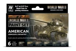70203 | Vallejo Model Colour WWII American Armour & Infantry Acrylic Colour Paint Set 6Pcs