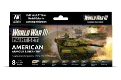 70220 | Vallejo Model Colour WWIII American Armour & Infantry Colour Acrylic Paint Set 8Pcs