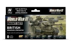 70222 | Vallejo Model Colour WWIII British Armour & Infantry Colour Acrylic Paint Set 8Pcs