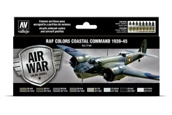 71148 | Vallejo Model Air RAF & FAA Coastal Command 1939-45 Colour Acrylic Airbrush Paint Set 8Pcs