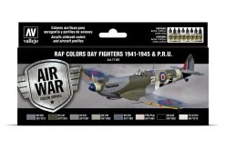 71162 | Vallejo Model Air WWII RAF Day Fighters Colour Acrylic Airbrush Paint Set 8Pcs