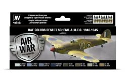 71163 | Vallejo Model Air WWII RAF Desert Colour Acrylic Airbrush Paint Set 8Pcs