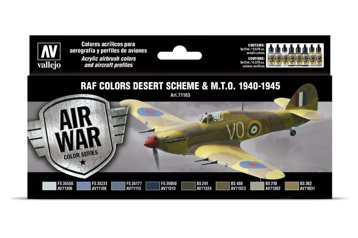 71163 | Vallejo Model Air WWII RAF Desert Colour Acrylic Airbrush Paint Set 8Pcs 3 71163 | Vallejo Model Air WWII RAF Desert Colour Acrylic Airbrush Paint Set 8Pcs
