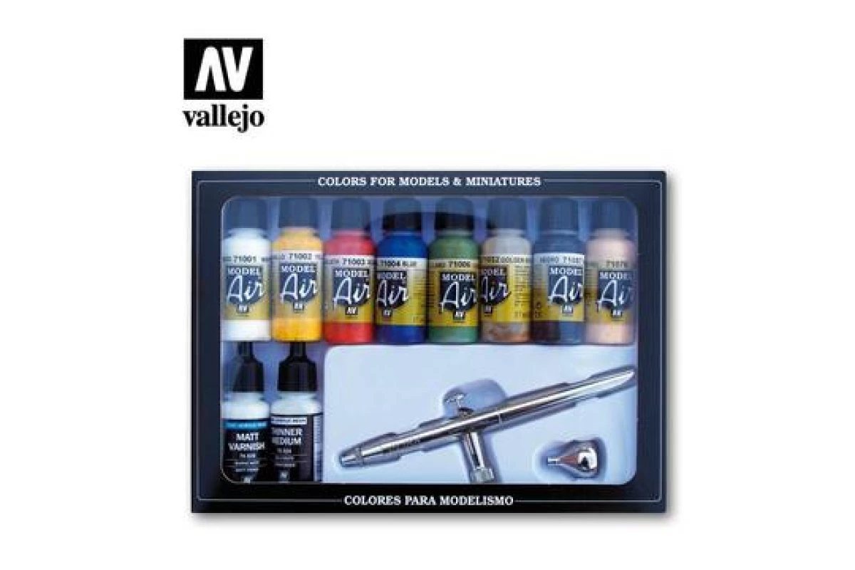 71167 | Vallejo Model Air Basic Colours 10 Colour Acrylic Paint & Airbrush Set 3 71167 | Vallejo Model Air Basic Colours 10 Colour Acrylic Paint & Airbrush Set
