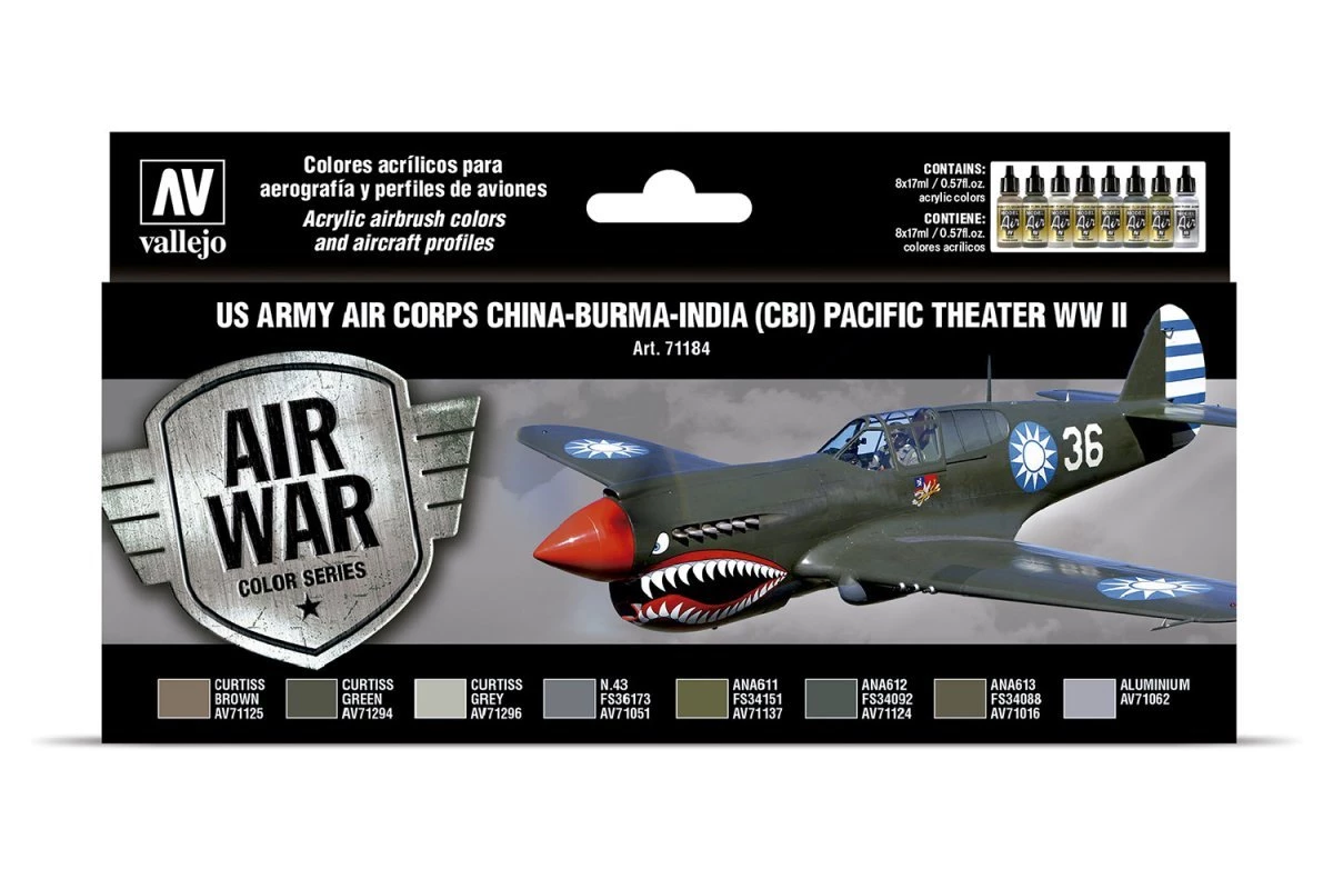 71184 | Vallejo Model Air US Army Air Corps China-Burma-India Pacific Theater WWII Acrylic Paint Set 8Pcs 3 71184 | Vallejo Model Air US Army Air Corps China-Burma-India Pacific Theater WWII Acrylic Paint Set 8Pcs