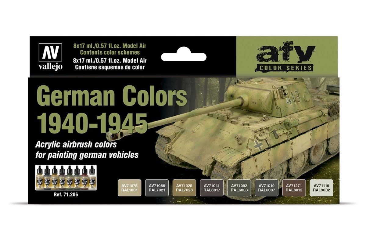 71206 | Vallejo Model Air German Colours 1940-1945 Colour Acrylic Airbrush Paint Set 8Pcs 3 71206 | Vallejo Model Air German Colours 1940-1945 Colour Acrylic Airbrush Paint Set 8Pcs