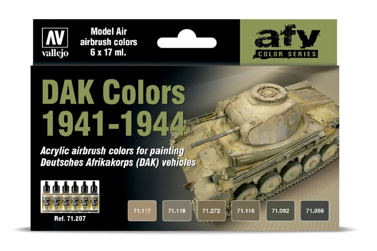 71207 | Vallejo Model Air DAK Colors 1941-194Colour Acrylic Paint Set 6Pcs 3 71207 | Vallejo Model Air DAK Colors 1941-194Colour Acrylic Paint Set 6Pcs