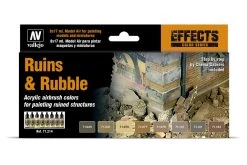 71214 | Vallejo Model Air Ruins & Rubble Colour Acrylic Paint Set 8Pcs