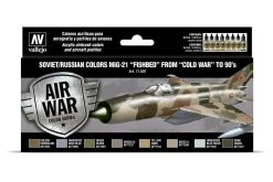 71607 | Vallejo Model Air Soviet/Russian MiG-21 "Fishbed" From 50's To 90's Colour Acrylic Paint Set 8Pcs