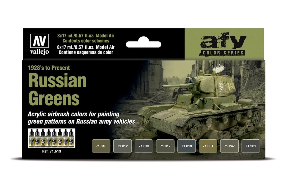 71613 | Vallejo Model Air Russian Greens (1928's To Present) Colour Acrylic Paint Set 8Pcs 3 71613 | Vallejo Model Air Russian Greens (1928's To Present) Colour Acrylic Paint Set 8Pcs