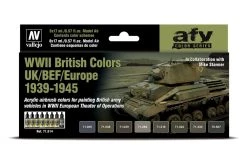 71614 | Vallejo Model Air WWII British Colors UK/BEF/Europe 1939-1945 Colour Acrylic Paint Set 8Pcs
