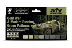 71621 | Vallejo Model Air Cold War & Modern Russian Green Patterns Colour Acrylic Paint Set 8Pcs