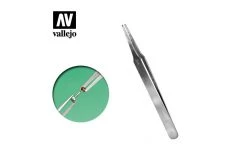 T12007 | Vallejo Stainless Steel 120mm Flat Rounded Tweezers