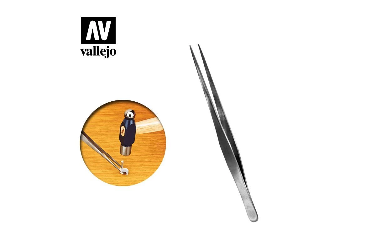 T12008 | Vallejo Stainless Steel 175mm Straight Fine Pointed Tweezers 3 T12008 | Vallejo Stainless Steel 175mm Straight Fine Pointed Tweezers